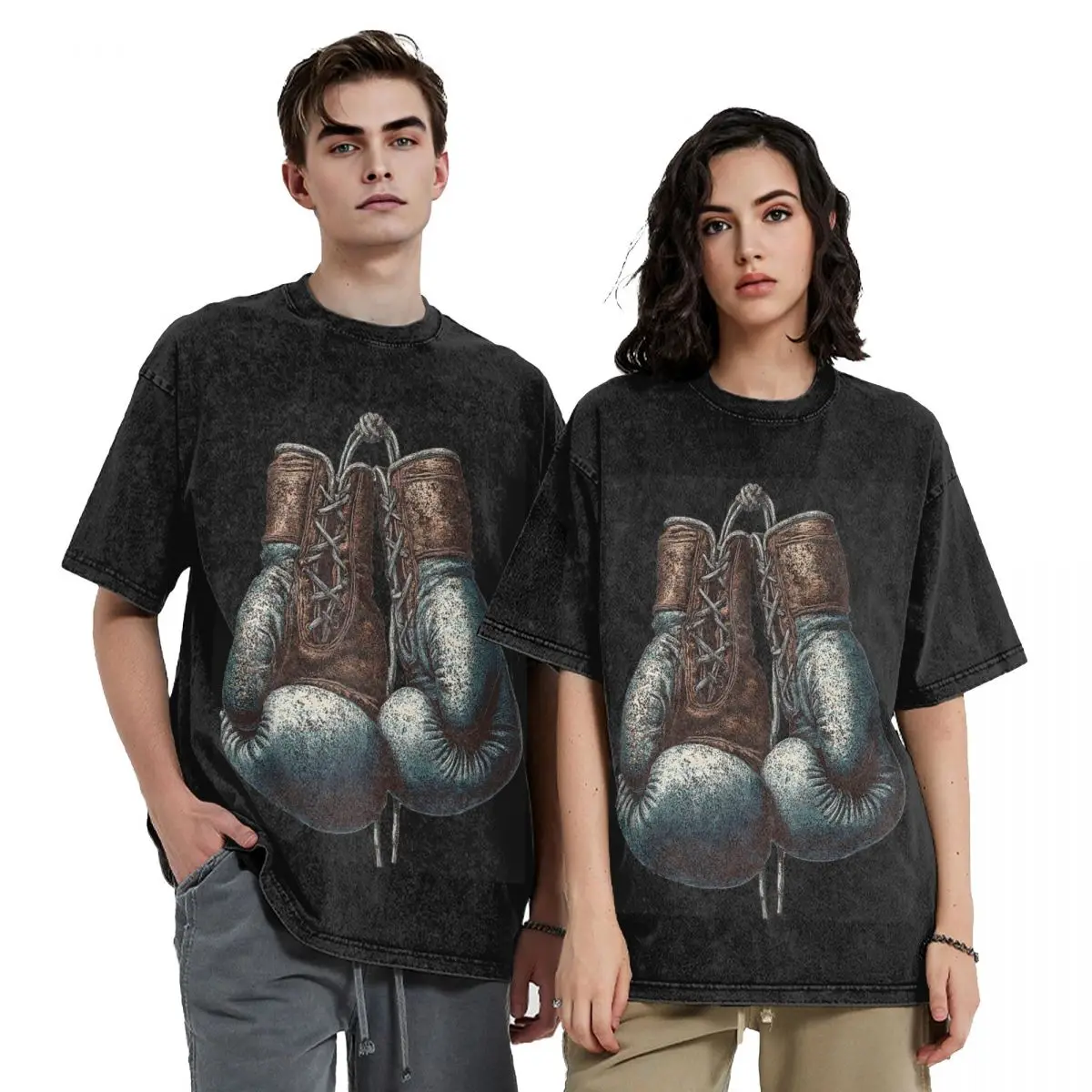Boxing Kickboxing Boxing Gloves Hip Hop Short Sleeve T-Shirts Washed Tops Tees Streetwear T Shirt Casual for Men Women