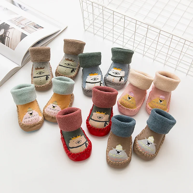 Children's Floor Socks Autumn and Winter Plush Loops Thickened Cartoon Baby Shoes Socks Soft Soles Anti Slip Warm Medium Tube