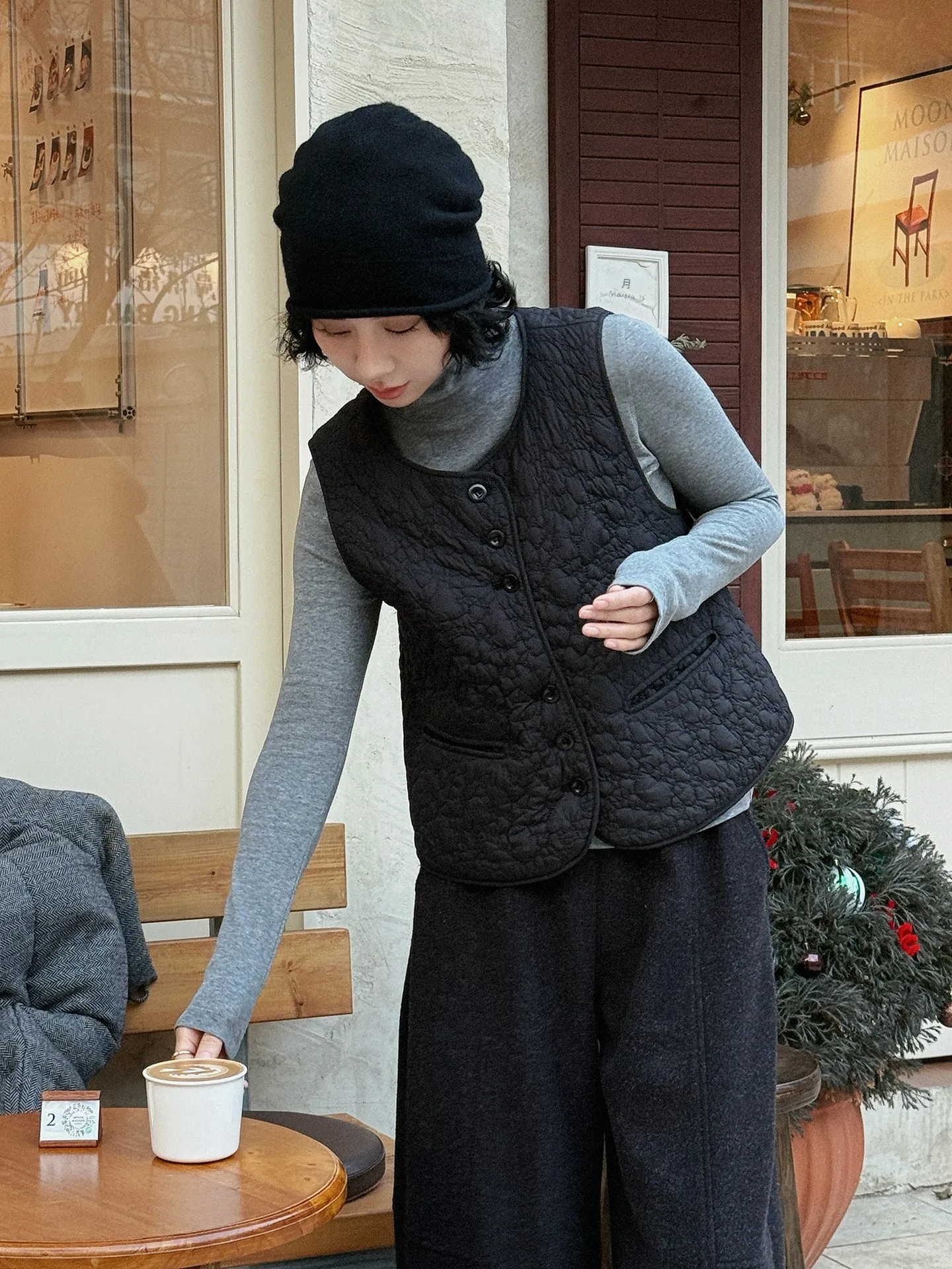 

TT Irregular Texture Cotton Jacket Outerwear Small Size Winter Sleeveless Vest Women's Simple Style Casual Coat