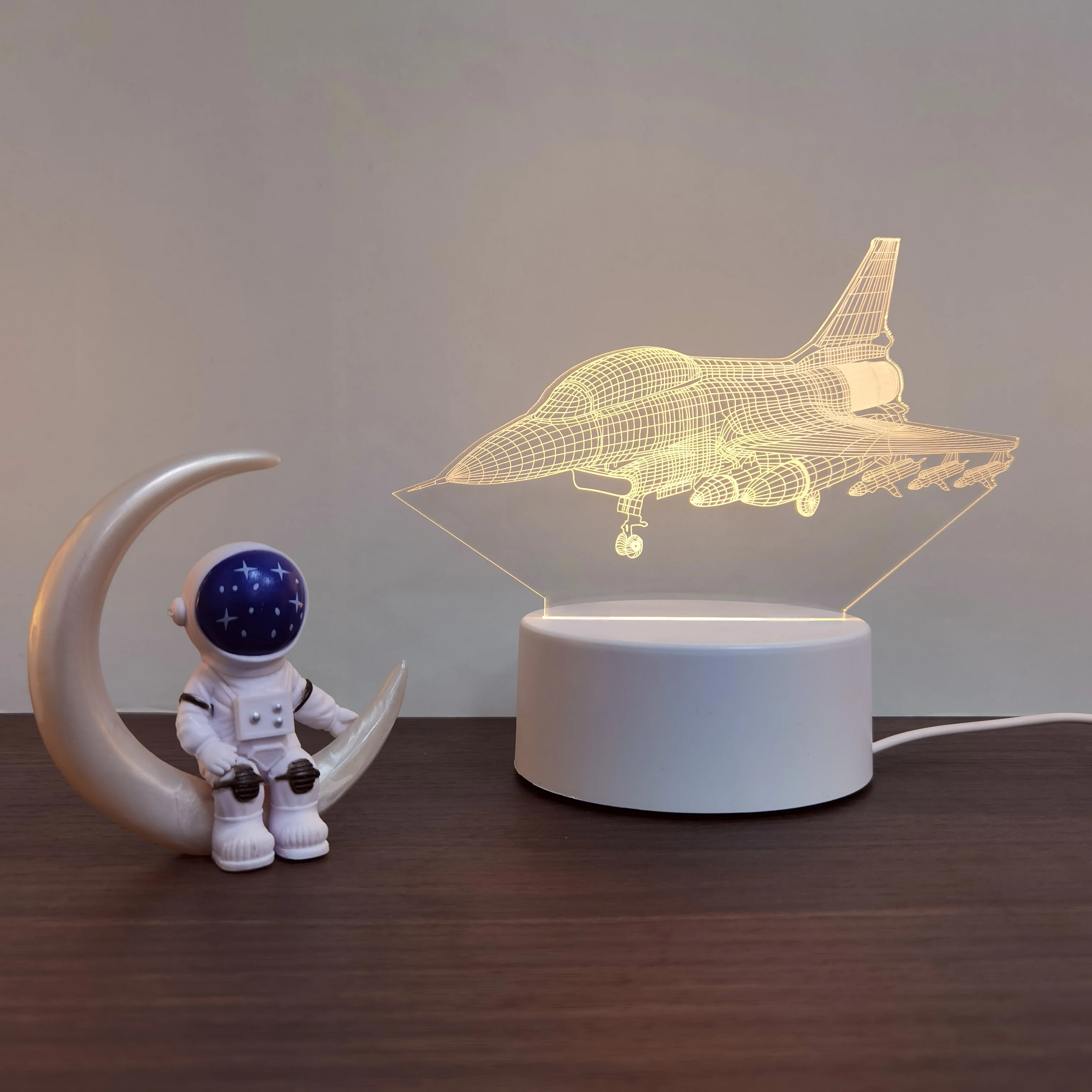 1pc fighter 3D nightlight, wojskowi entuzjaści kolekcji lampy stołowe, prezent świąteczny lampki nocne, nastrojowe światła USB.