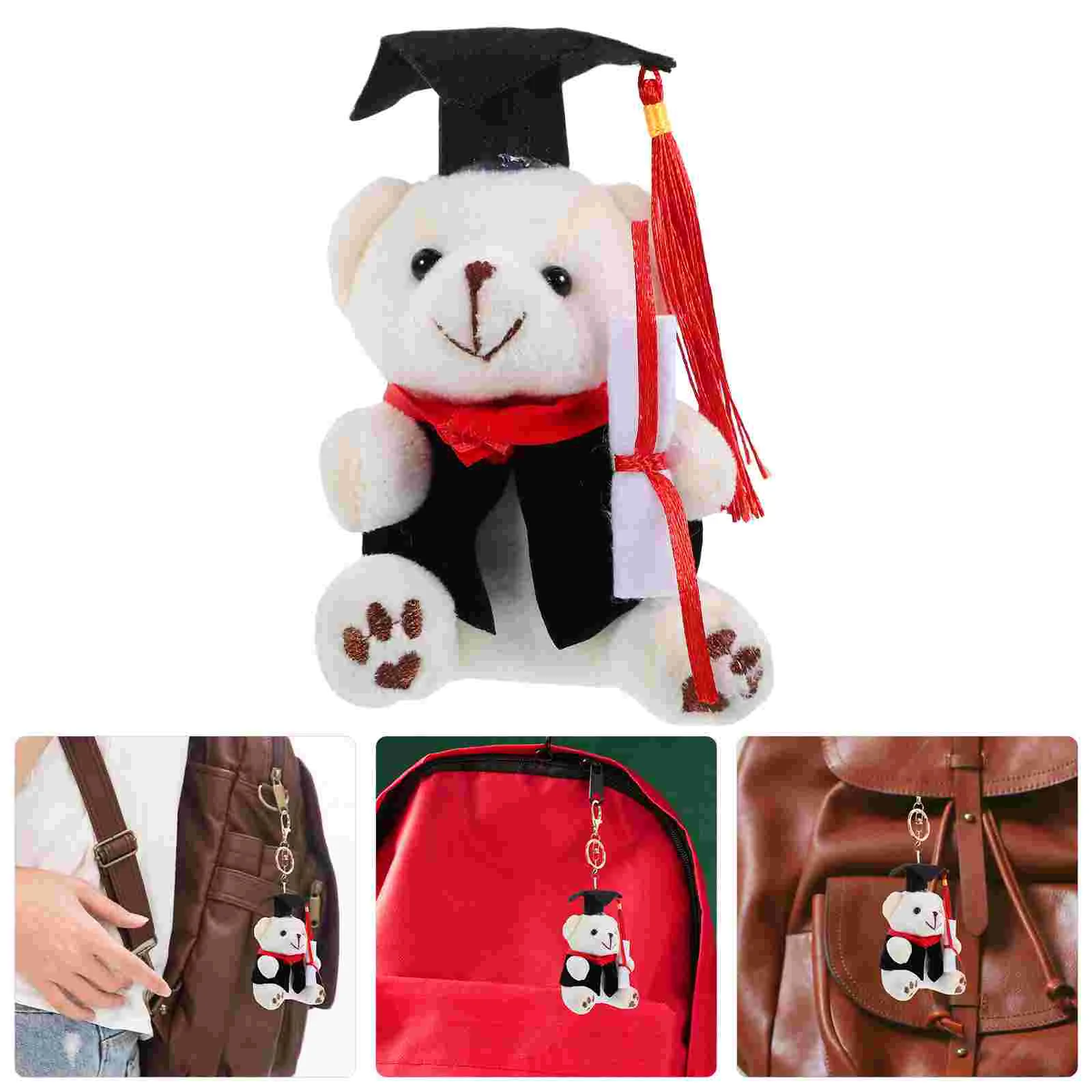 Panda Graduation Bear Keychain Cute Keychains For Backpacks Stuffed Animal of The Lid