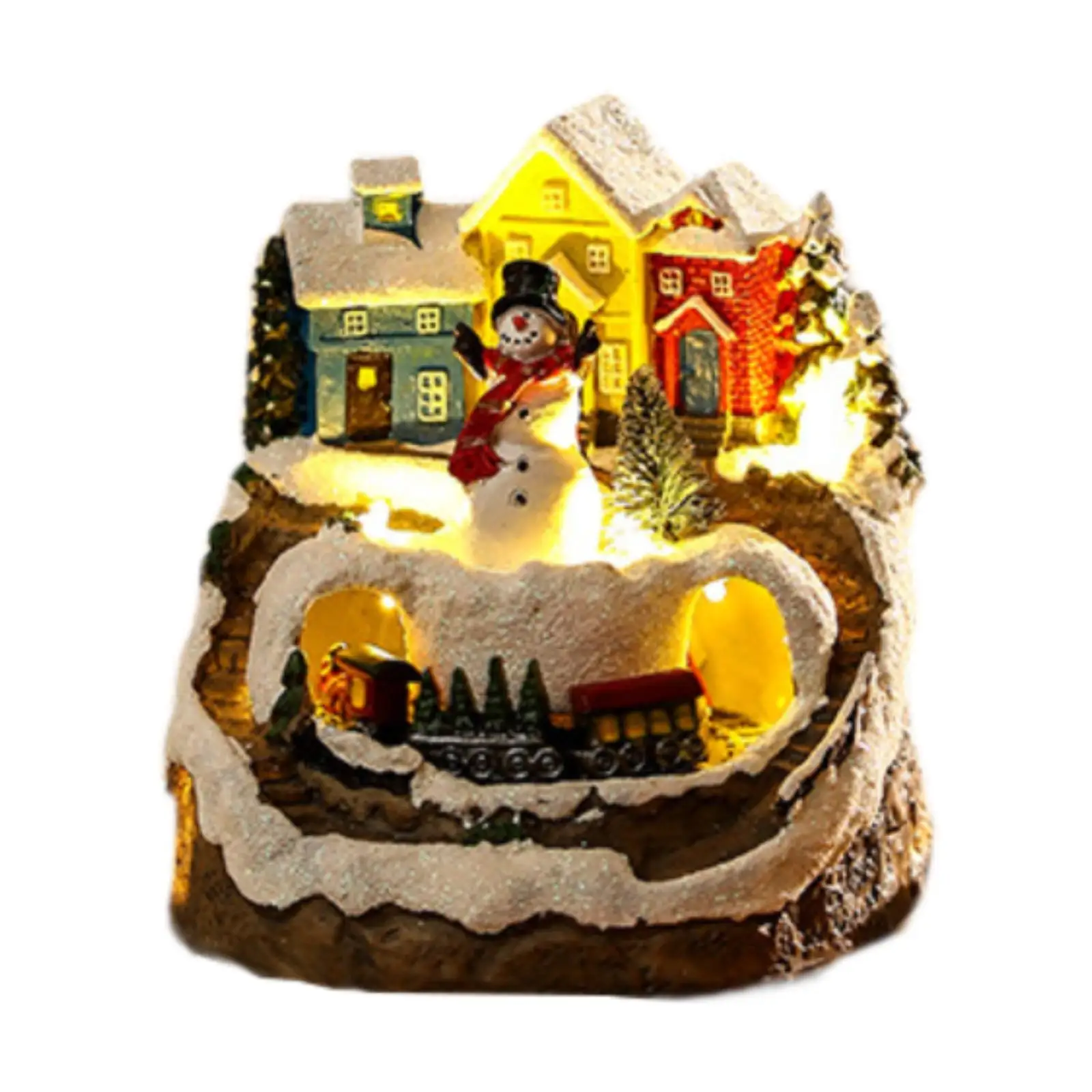 Christmas Village House Miniatures House with LED Lights and Music for Office