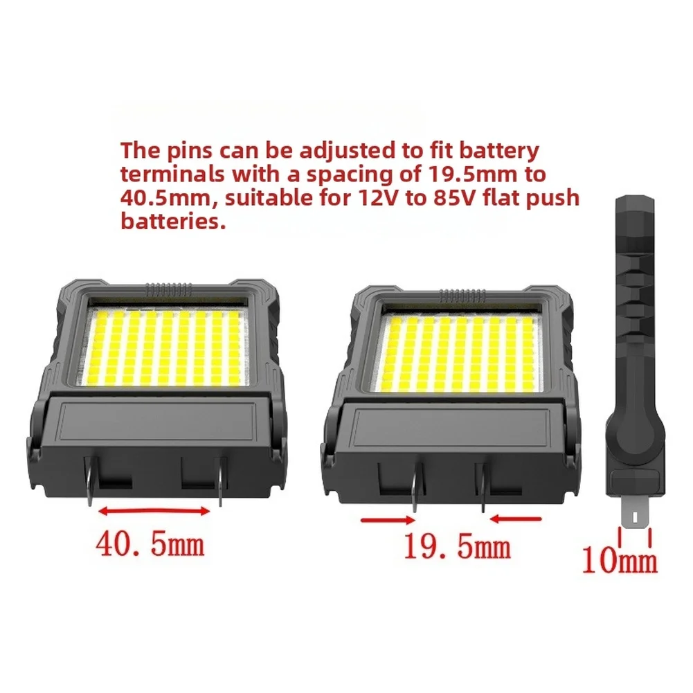 710LM LED Work Light For 12-72V Power Tool Batteries, Adjustable Angle Rotatable Lamp With 19.5-40.5mm Connector, Bright 8500K