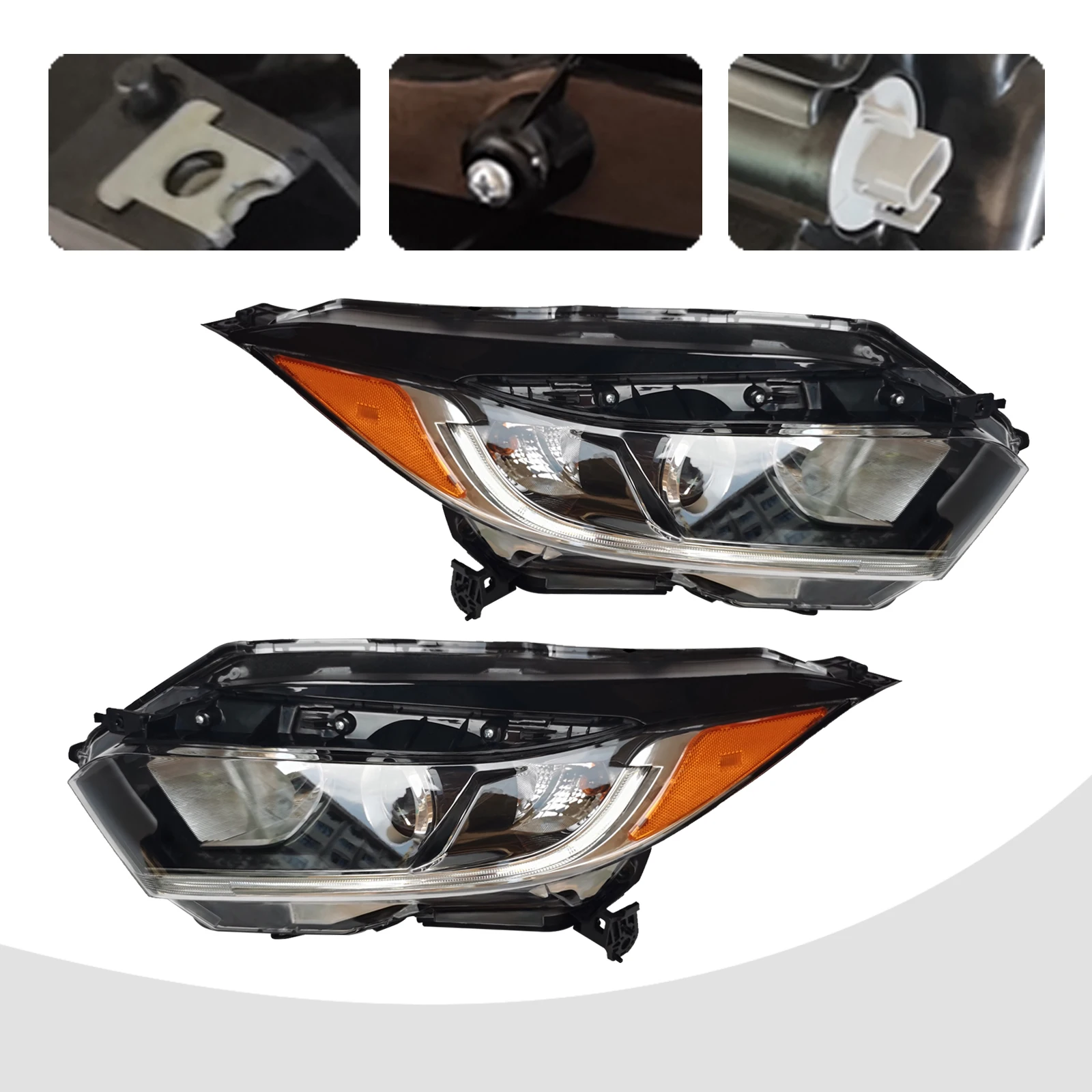 Lampu depan mobil LED Halogen, 1 pasang lampu depan kiri + kanan untuk Honda Hrv Hr-V 2019-2021