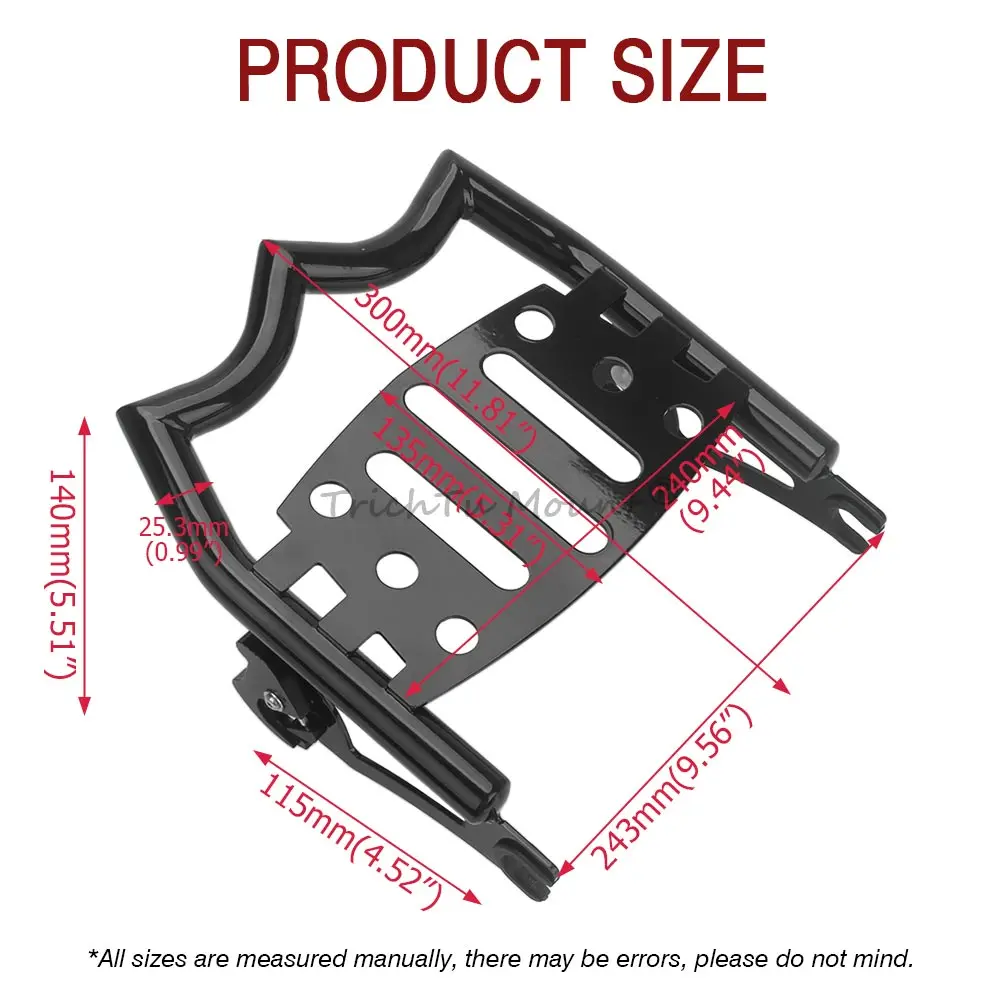 Motorcycle Detachable-Style Luggage Rack With Two Latch Clips Fits For Harley Davidson 2009–2025 High Quality Alloy Steel Black
