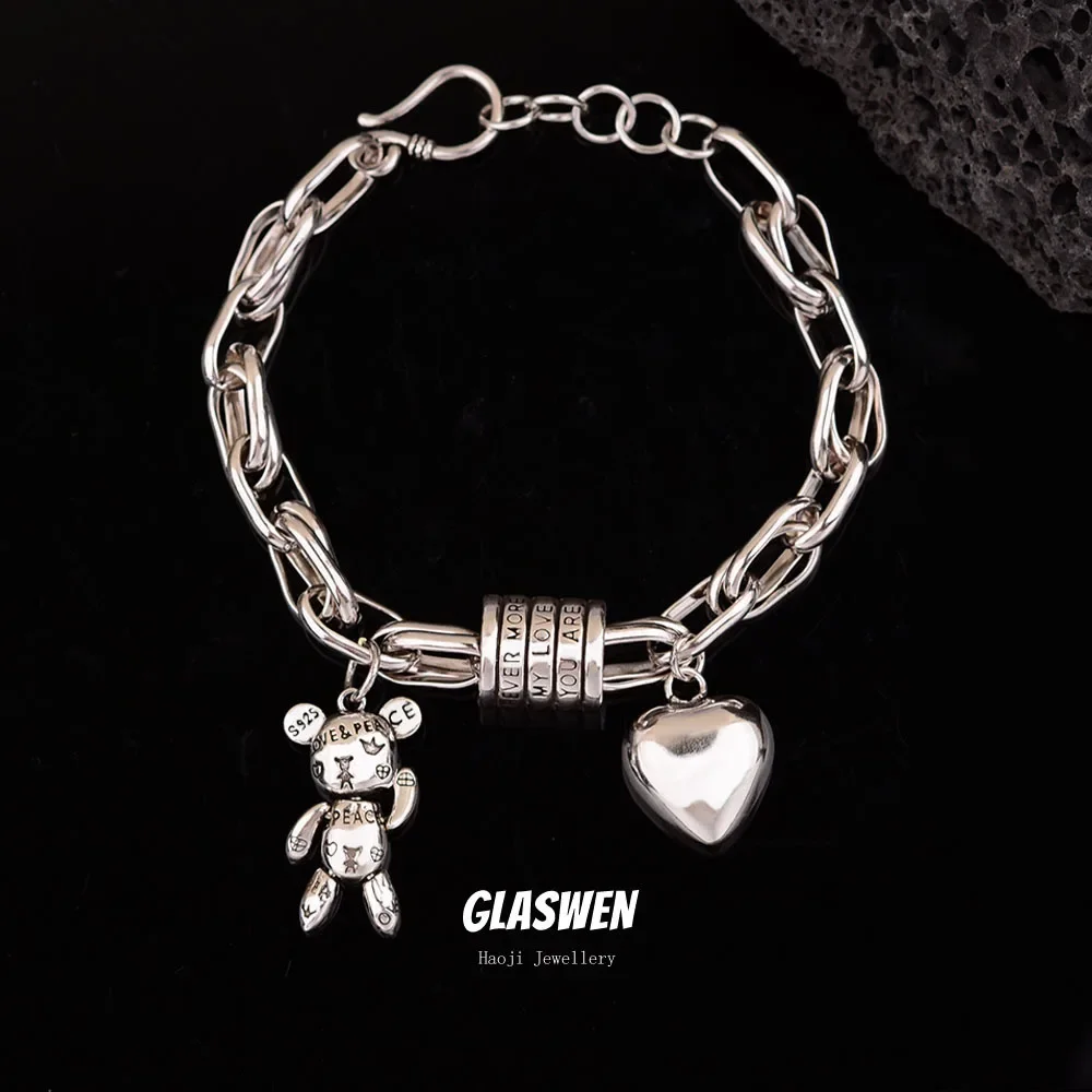 

Mewanry Bear Love Heart Pendant Bracelets For Women Girls New Trendy Cute Vintage Temperament Personality Birthday Jewelry Gifts