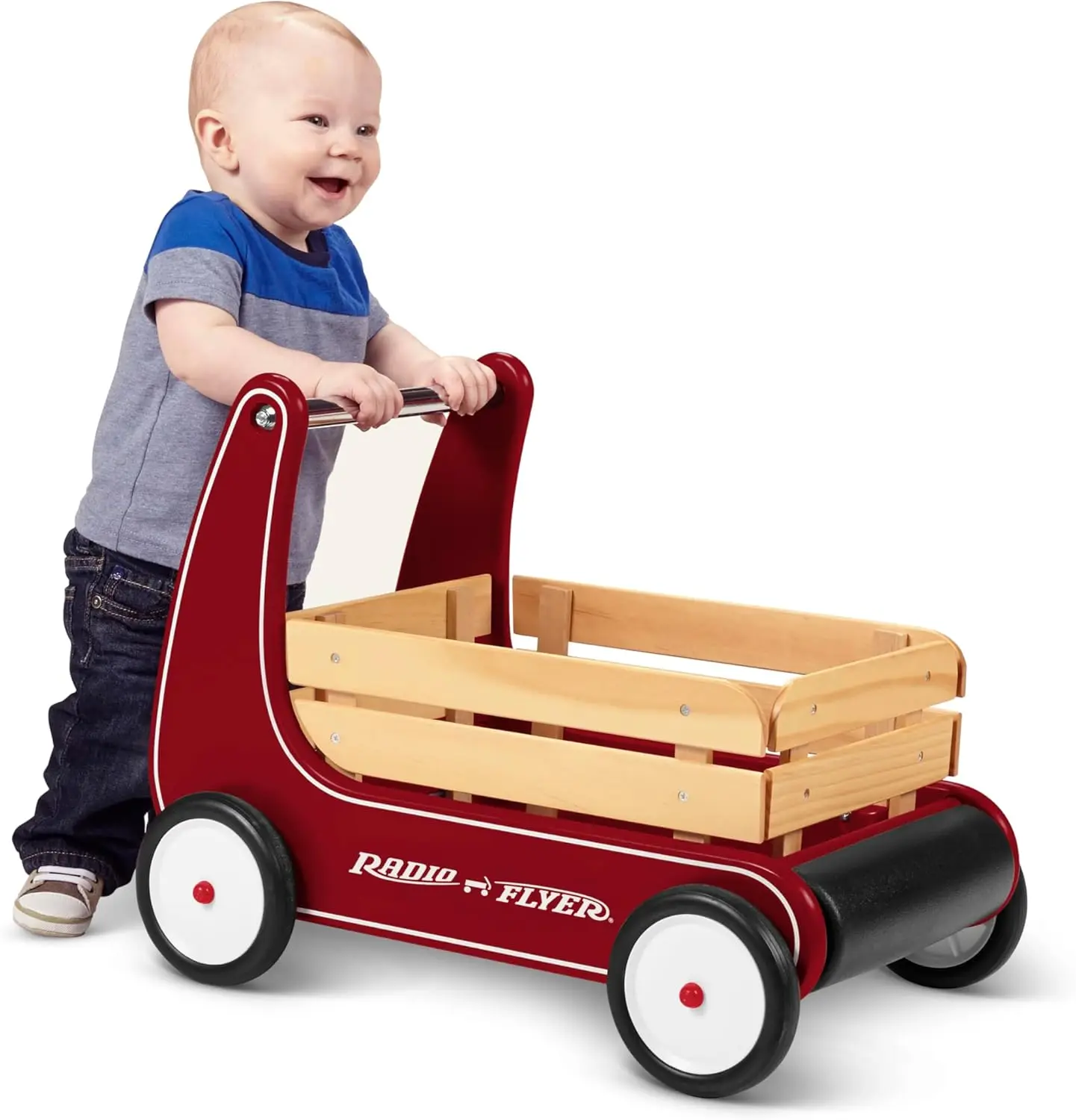 

Классическая каталка-ходунки для детей 1-4 лет, красная, с регулировкой скорости и защитным бампером для игр в помещении
