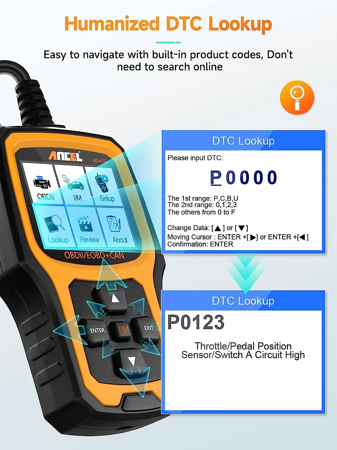 ANCEL AD410 OBD2 Automotive Scanner Code Reader Check Engine Light Scan Tool Emission Analyzer OBDII OBD 2 Car Diagnostic Tools