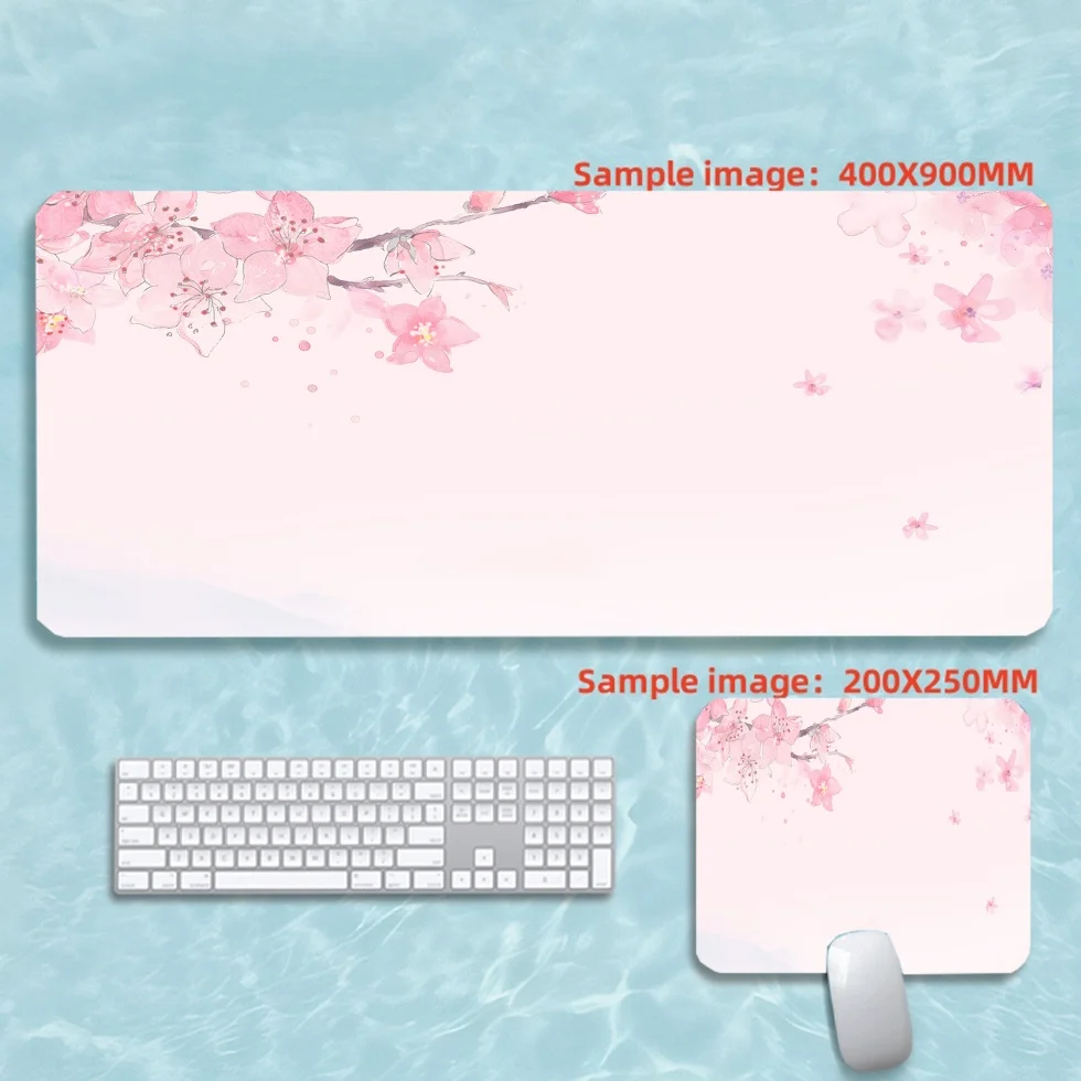 

Большой игровой коврик для мыши с рисунком белой и розовой сакуры, резиновый коврик для геймеров, настольный коврик с цветочным узором для девочек