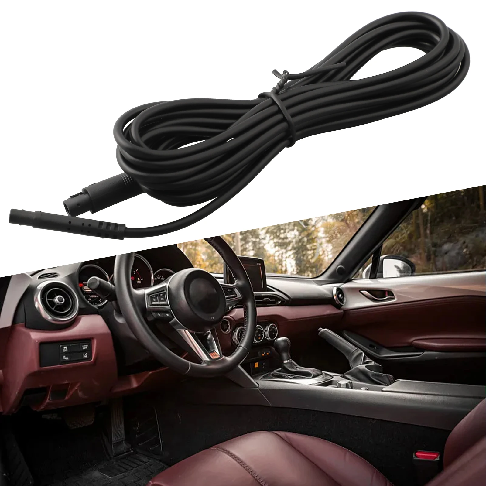 For Car Camera Extension Cable 4pin ABS Black Male To Female Non-Deformation Quick Installation For Car Camera