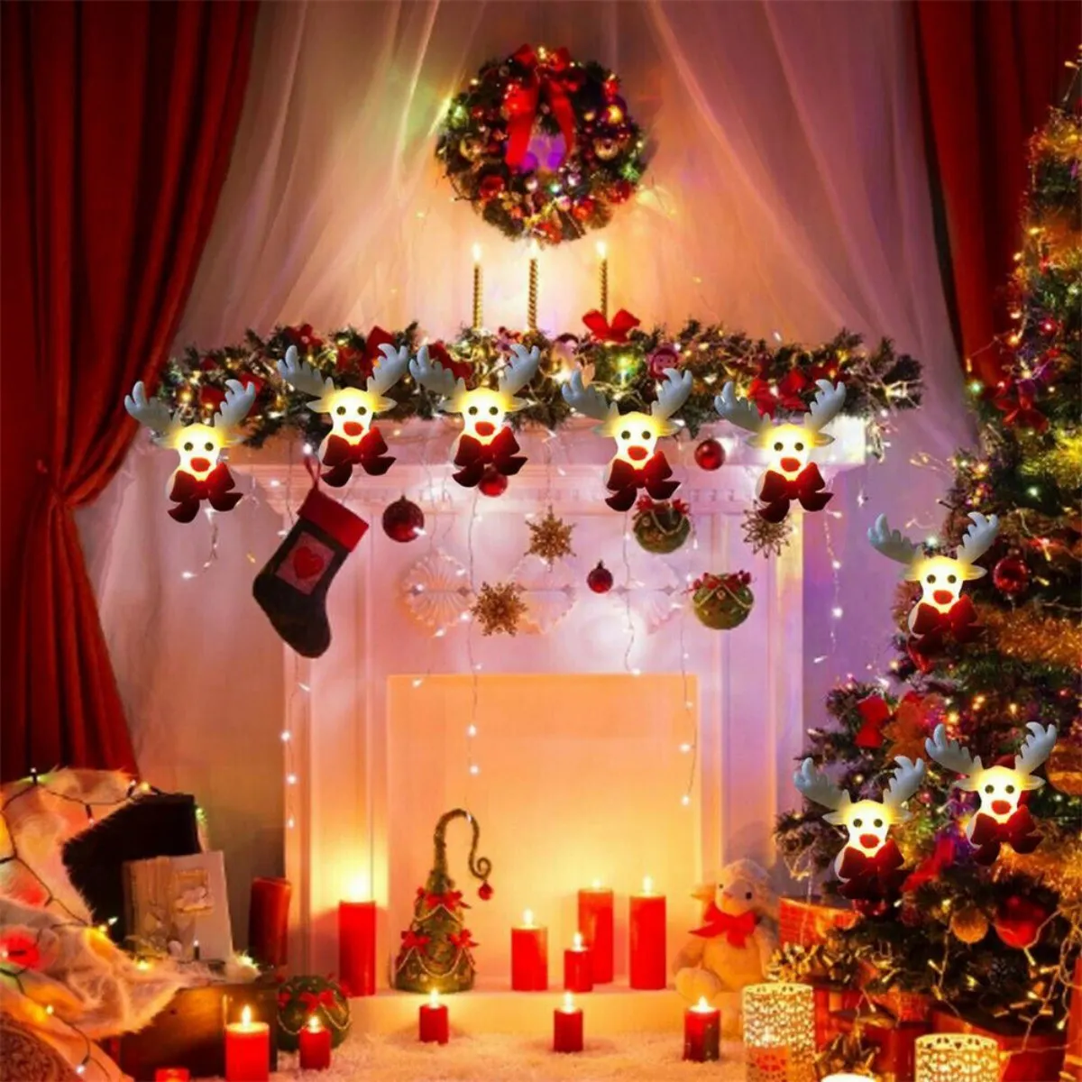 Battery Powered Reindeer Fairy String Lights | 10/20 LED Christmas Elk Lights for Bedroom, Tree & Holiday Party Decor