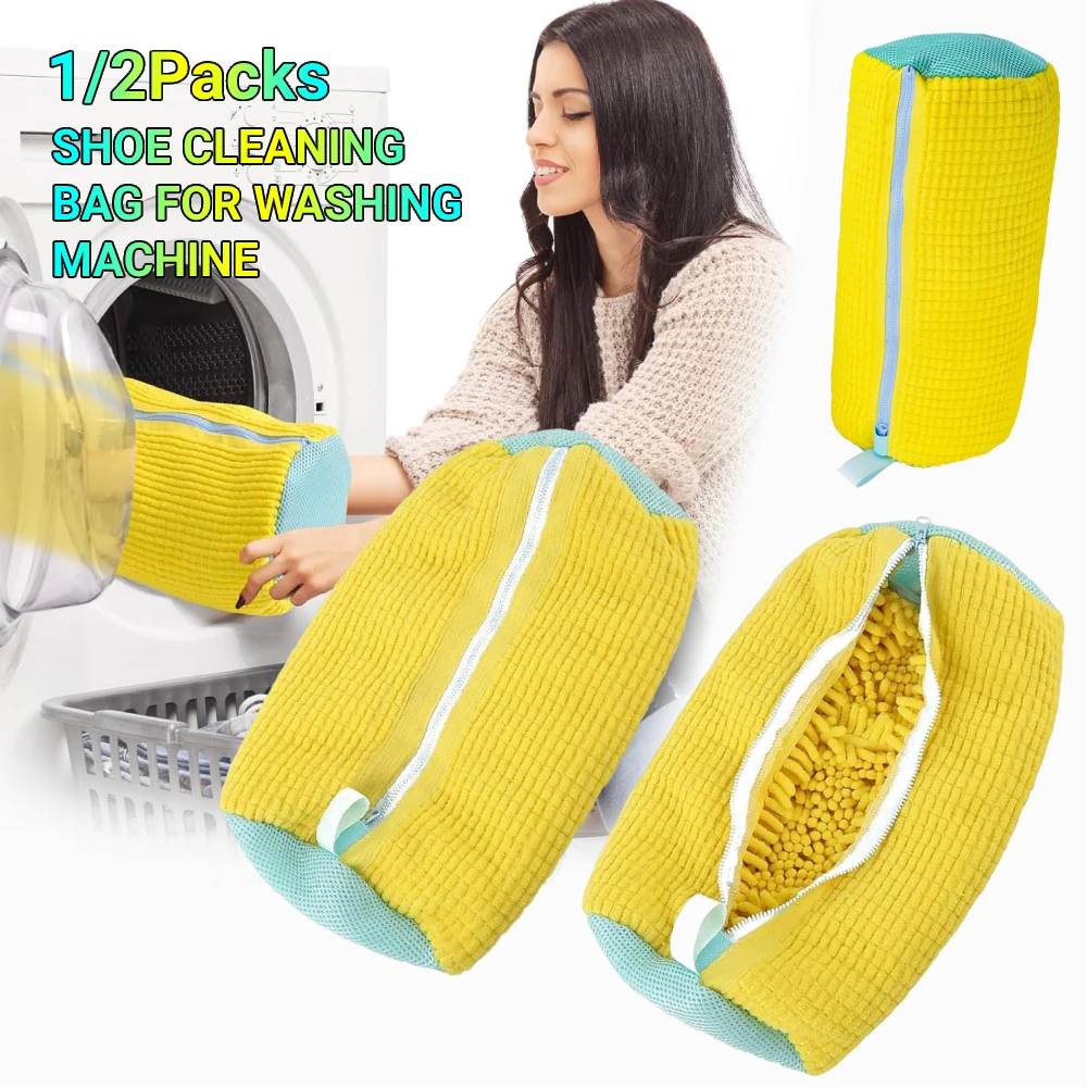 1/2pcs Shoe Washing Machine Bag Padded Net Laundry Shoes Protector Fluffy fibers Polyester Sneaker Friendly Washing Drying Bags