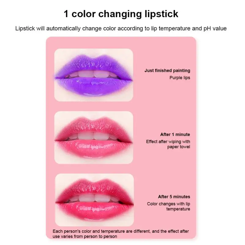 Color Changing Lipstick Waterproof Non-stick Cup Long-lasting Smudge Proof Moisturizing Temperature Change Lipstick