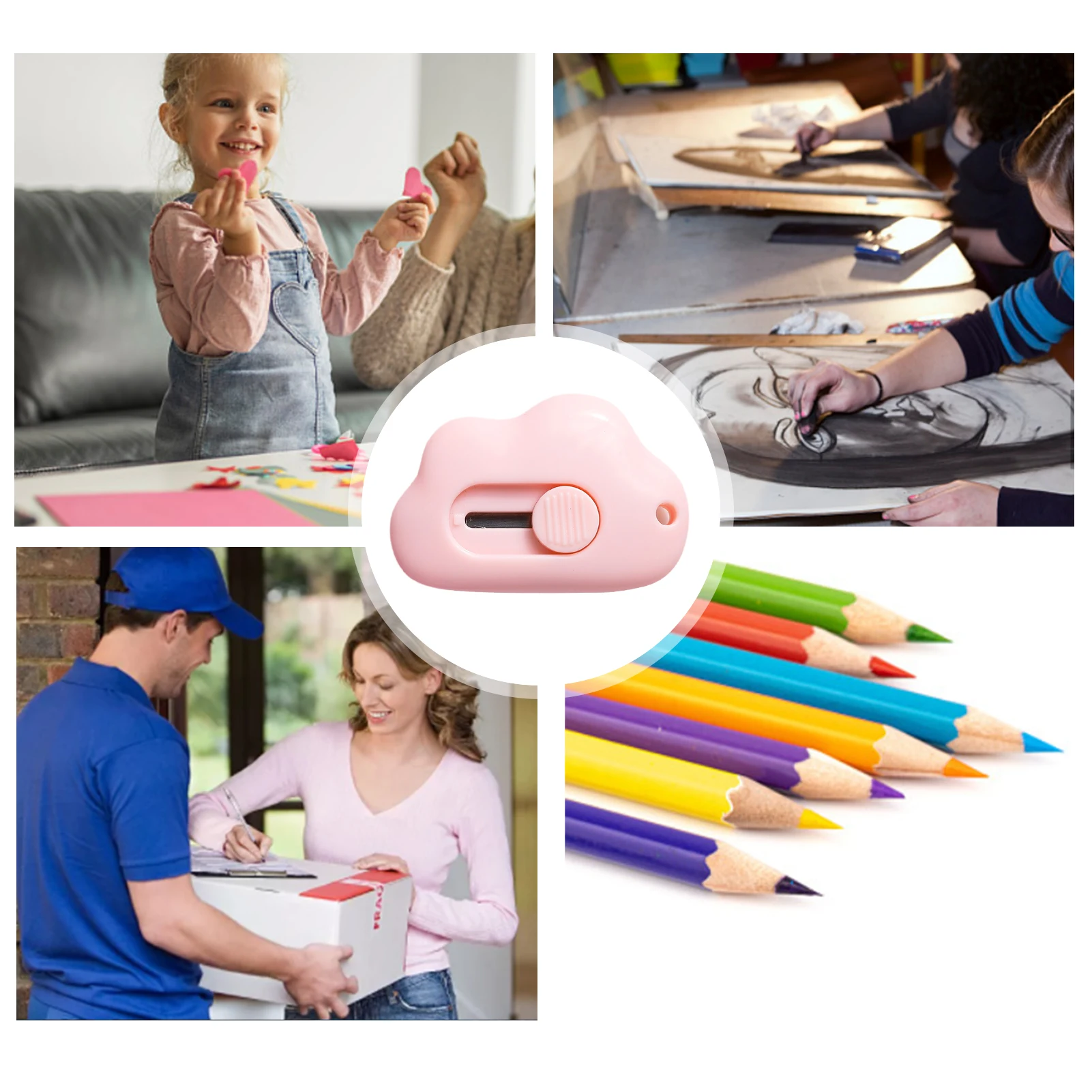 Mini Leuke Cloud Kleur Draagbare Utility Papier Snijder Doos Wikkelen Snijden Briefopener School Kantoorbenodigdheden Supplies