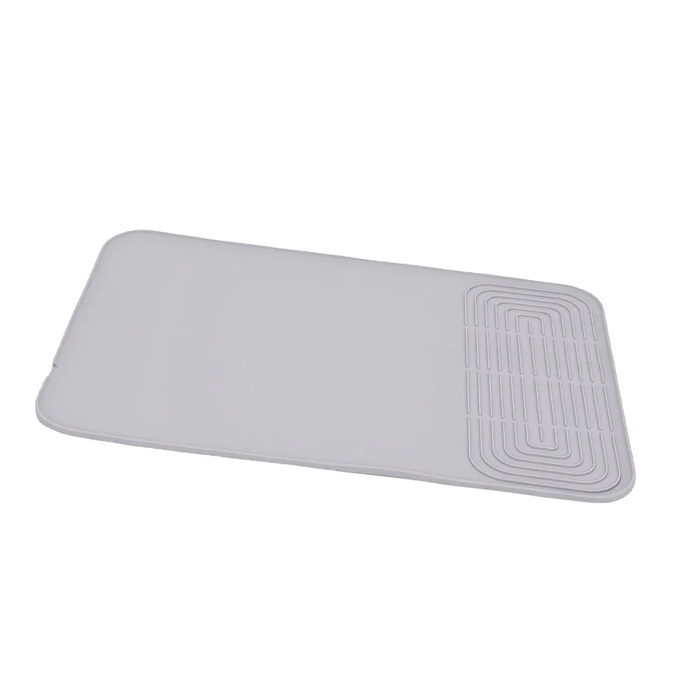 Silicone Material Coffee Machine Mat Raised Edges Gray Color Non Slip Mat 23.62x15.75 Inch Kitchen Counter Mat