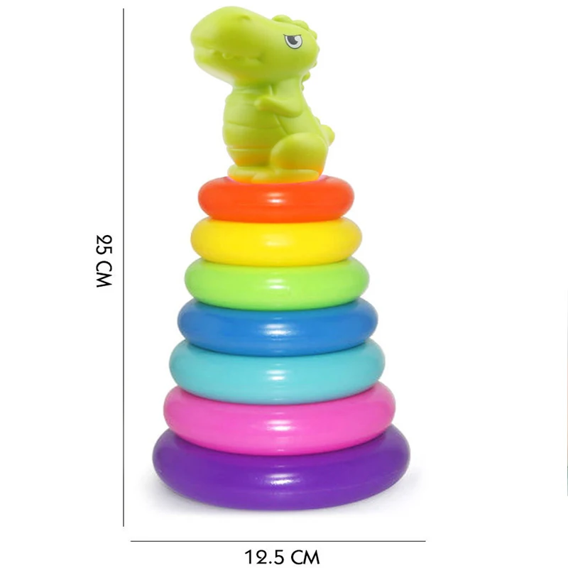 Regenbogen Stapelring Turm Montessori Pädagogisches Babyspielzeug Pyramide Turm Tasse Dinosaurier Stapelspielzeug Strand Pool Spielzeug