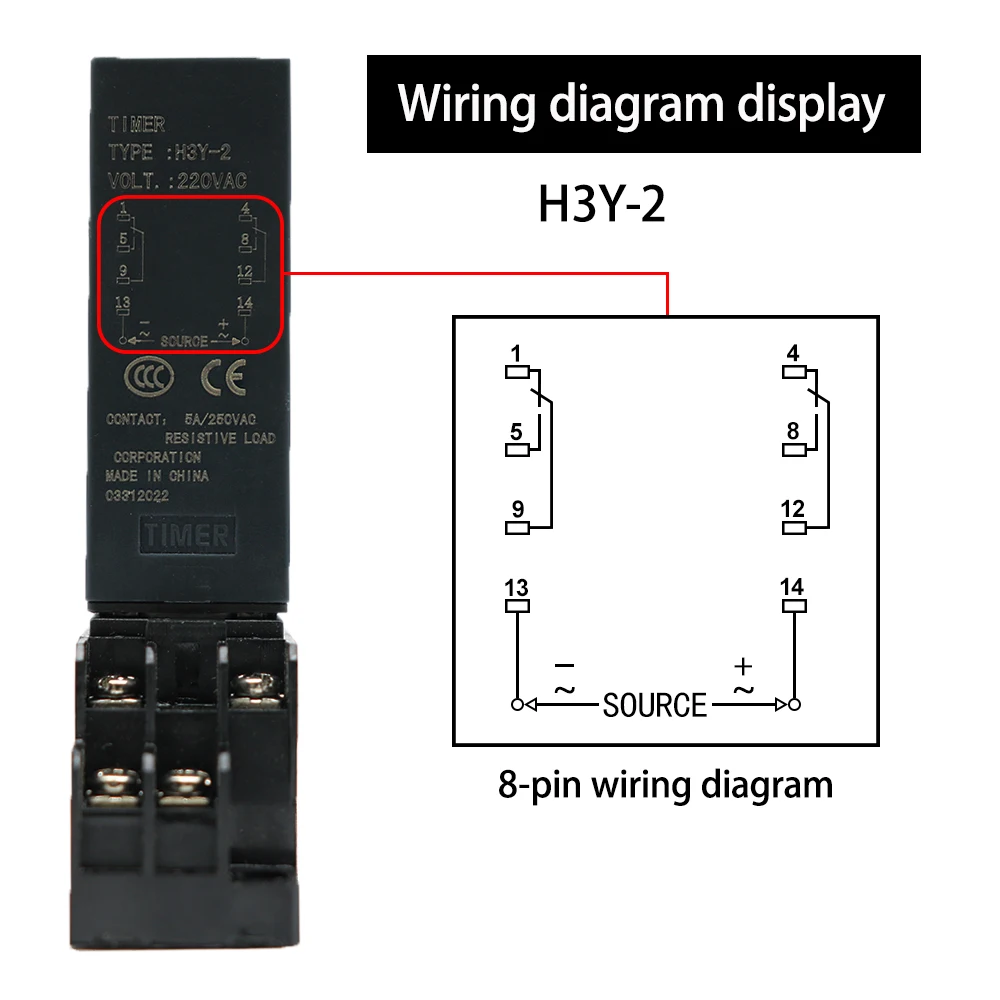 New Small Digital Display H3Y-2/H3Y-4 Time Relay Cycle Time Control Delayer 12V24V220V with Base Socket PYF08A/14A