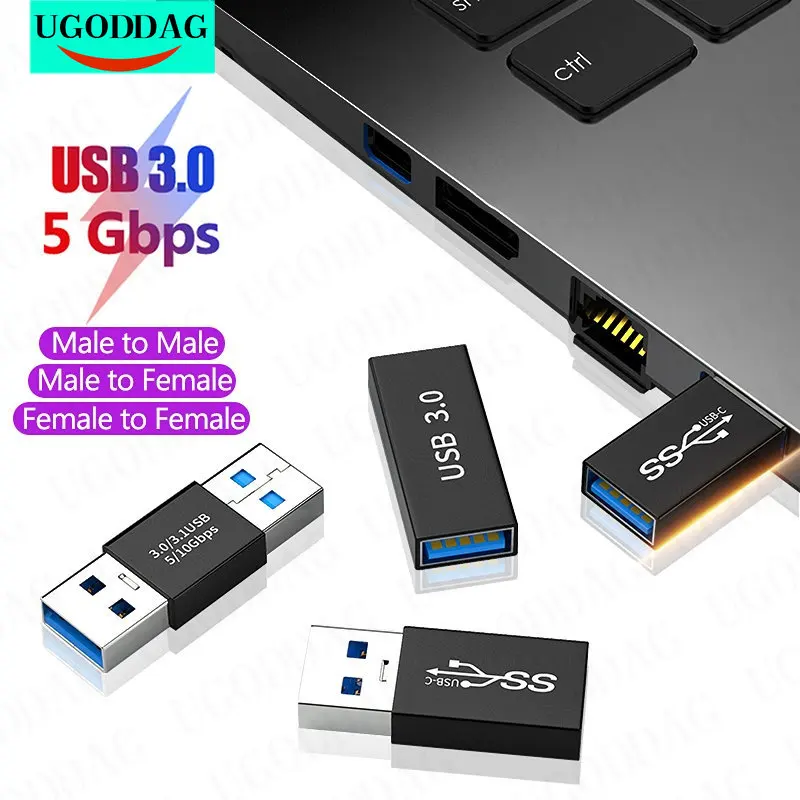 

Переходник USB 3,0 со штекера на гнездо, конвертер USB 3,0 на USB 5 Гбит/с, соединитель-удлинитель USB для ПК, ноутбука