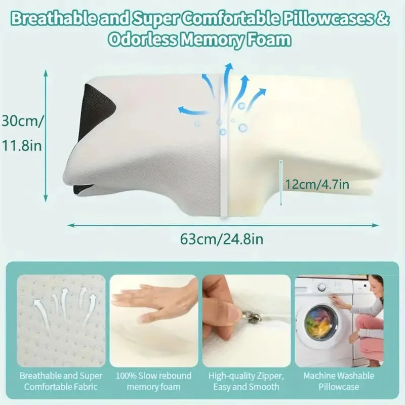 Butterfly Sleep Memory Neck Pillow Slow Rebound Comfortable Memory Foam Sleep Pillow Cervical Orthopedic Neck Massage Bed Pillow - Image 4