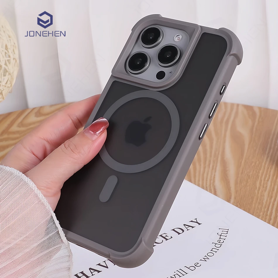 Магнитный роскошный матовый защитный чехол для ПК для iPhone 15, 14 Plus 13, 12, 16 17 Pro Max, противоударная рамка для Magsafe Cover