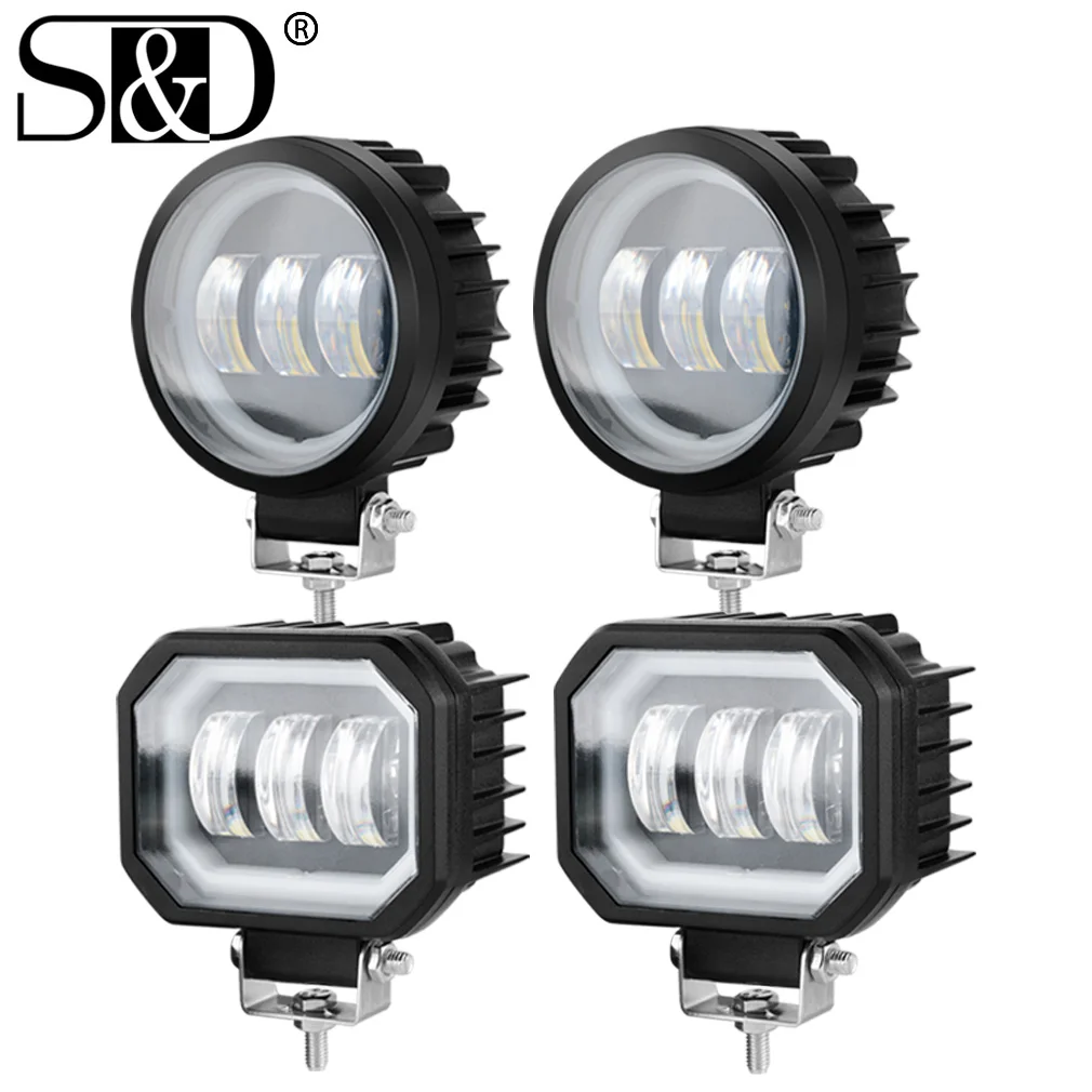 

5D Waterproof Angel Eyes LED light Portable Spotlights Motorcycle 4x4 Offroad Bar Truck Driving Car ATV SUV Work Light 12V 24V