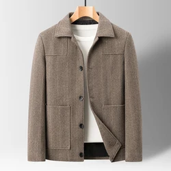 Classic Mens Office Dress Jackets Quality Casual Business Lapel Windbreak Coats Top Autumn Winter Blended Wool Jacket Streetwear