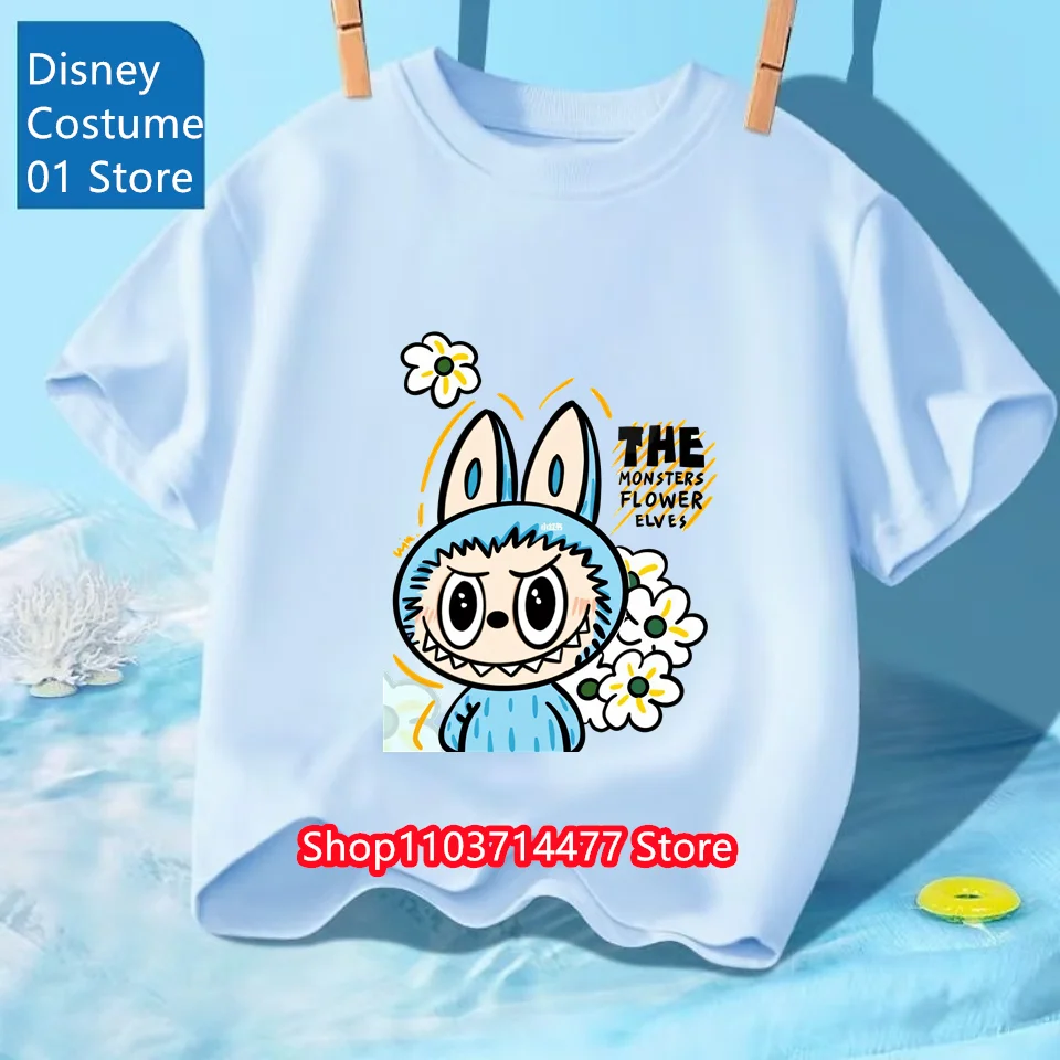 

Новая детская одежда Labubu, хлопковые футболки, топы для мальчиков и девочек, крутая модная удобная футболка с графическим принтом в стиле аниме, подарки на вечеринку