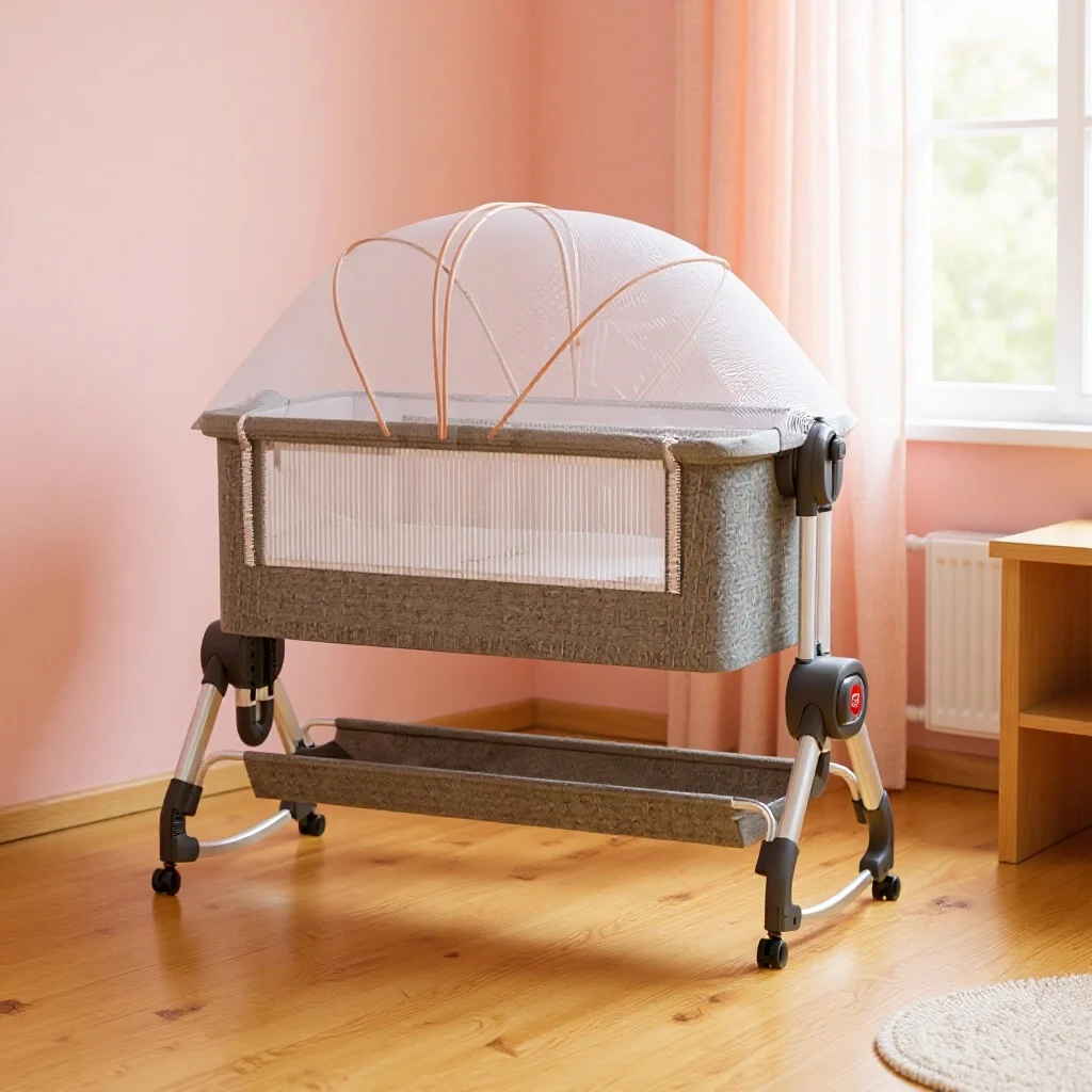 Baby cot movable multi-functional baby cot portable foldable cradle bed bb bed newborn splicing bed