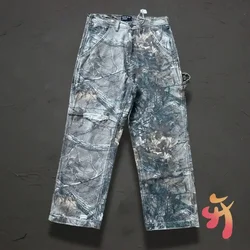 Fashion Street ERD Jeans Dried Tree Branches Camouflage Old Workwear Pants Casual Men Women Trousers