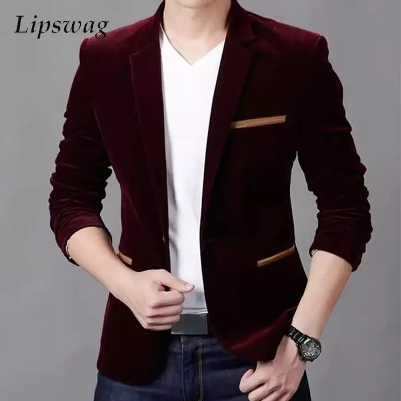 

Модная мужская однобортная куртка на талии, осень-зима 202, модные тонкие кардиганы, мужская одежда, винтажные куртки с отложным воротником