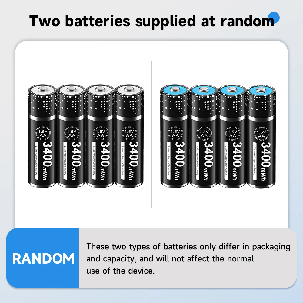 2-16 pz AA batteria ricaricabile 1.5 V 3400mWh Li-ion Li-ion Li ion 1.5 Volt AA 2A batterie per giocattoli fotocamera torcia