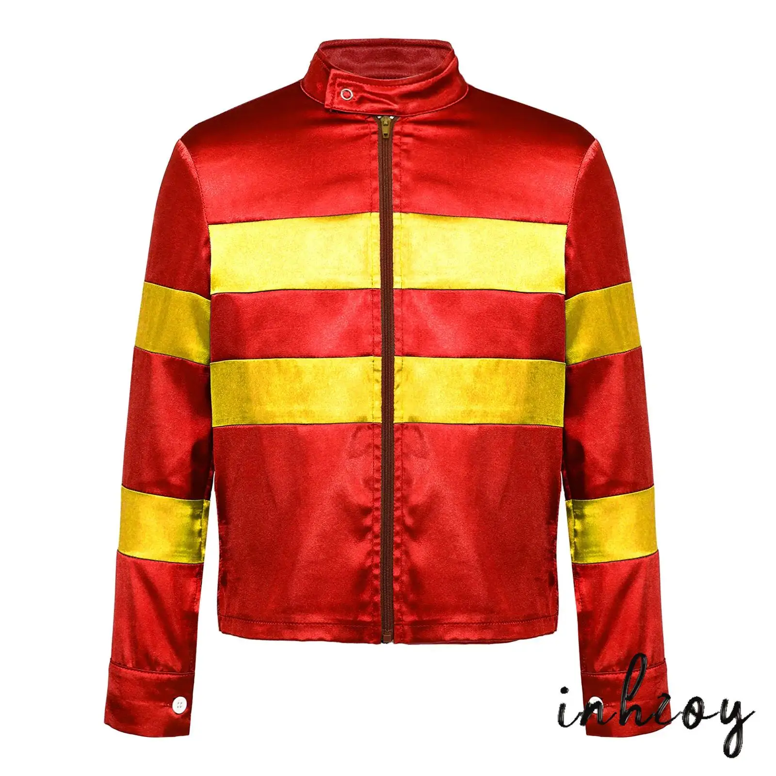 

Kids Professional Horse Racer Jacket Outfit Mock Neck Long Sleeve Color Block Zip-Up Horse Rider Outwear for Halloween Events
