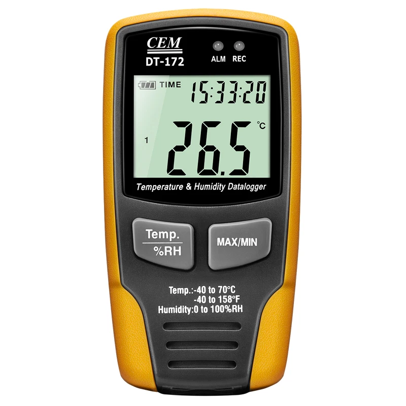 

CEM DT-172 Temperature Humidity Data Logger With Record 32000 Data Sound and Light Alarm for Warehouse/Building/Lab/Transportat