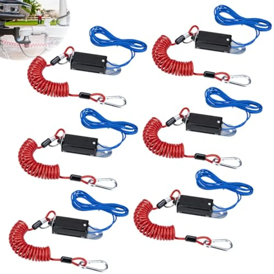 

6 PCS Trailer Breakaway Switch, with 4 Feet Coiled Trailer Brake Away Cable, Trailers Breakaway Kit with Pull Pin Steel Spring
