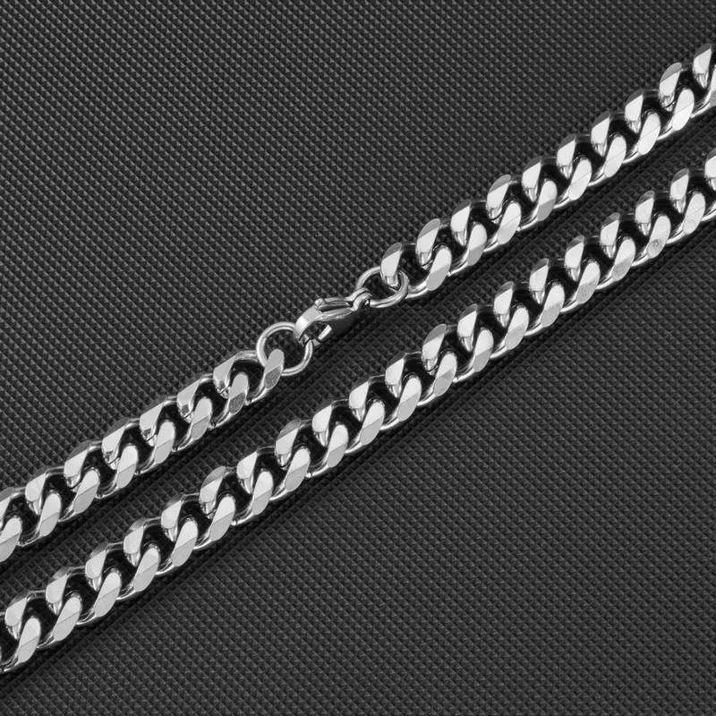 Einfache Edelstahl-Kubanische Kettenkette für Männer, Hip-Hop-Straßenschmuck für Frauen – Detail 3