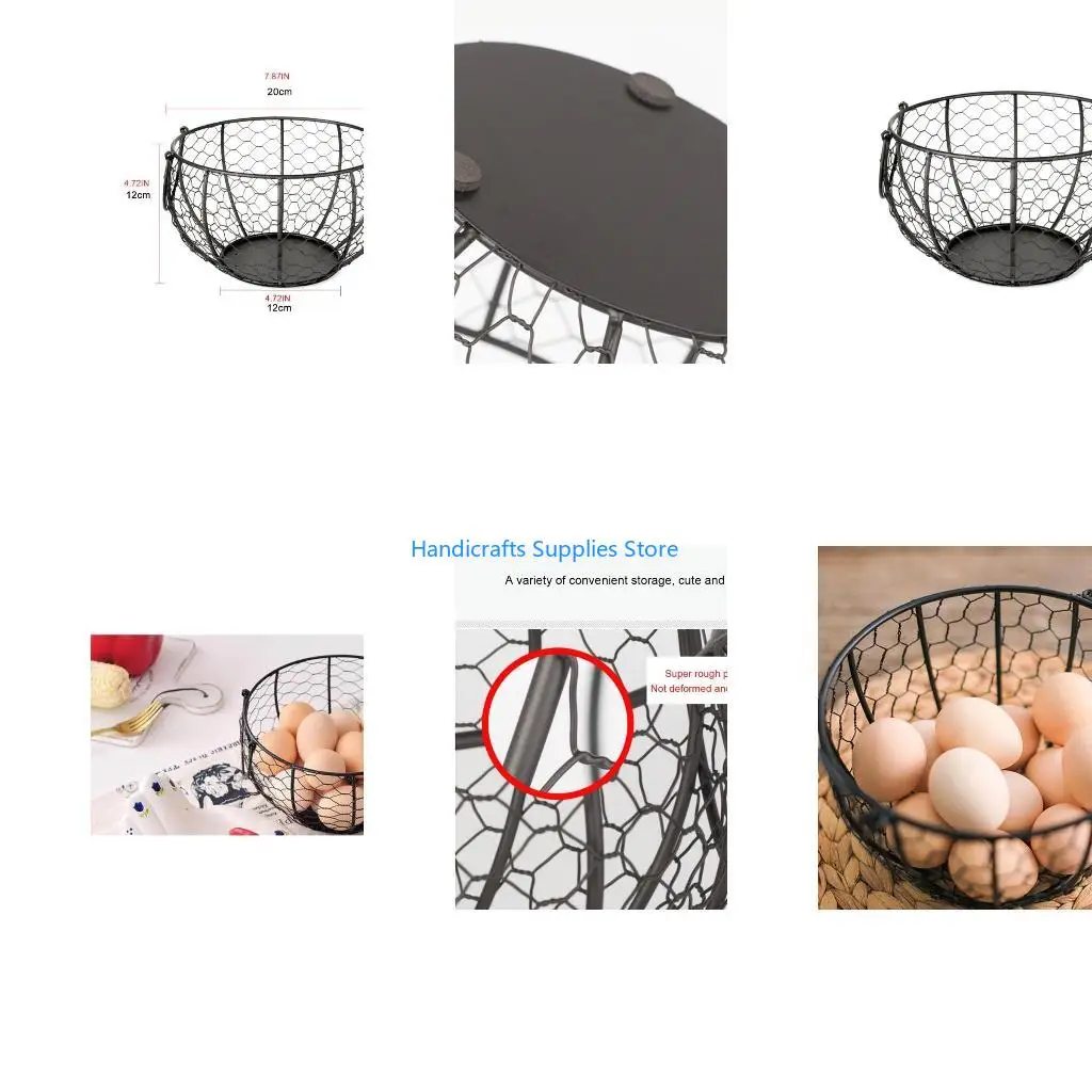 R1WA Kitchen Storage Metal Wire Egg Basket Farm Chicken Cover Egg Holder for Case Nordic Fruit Container