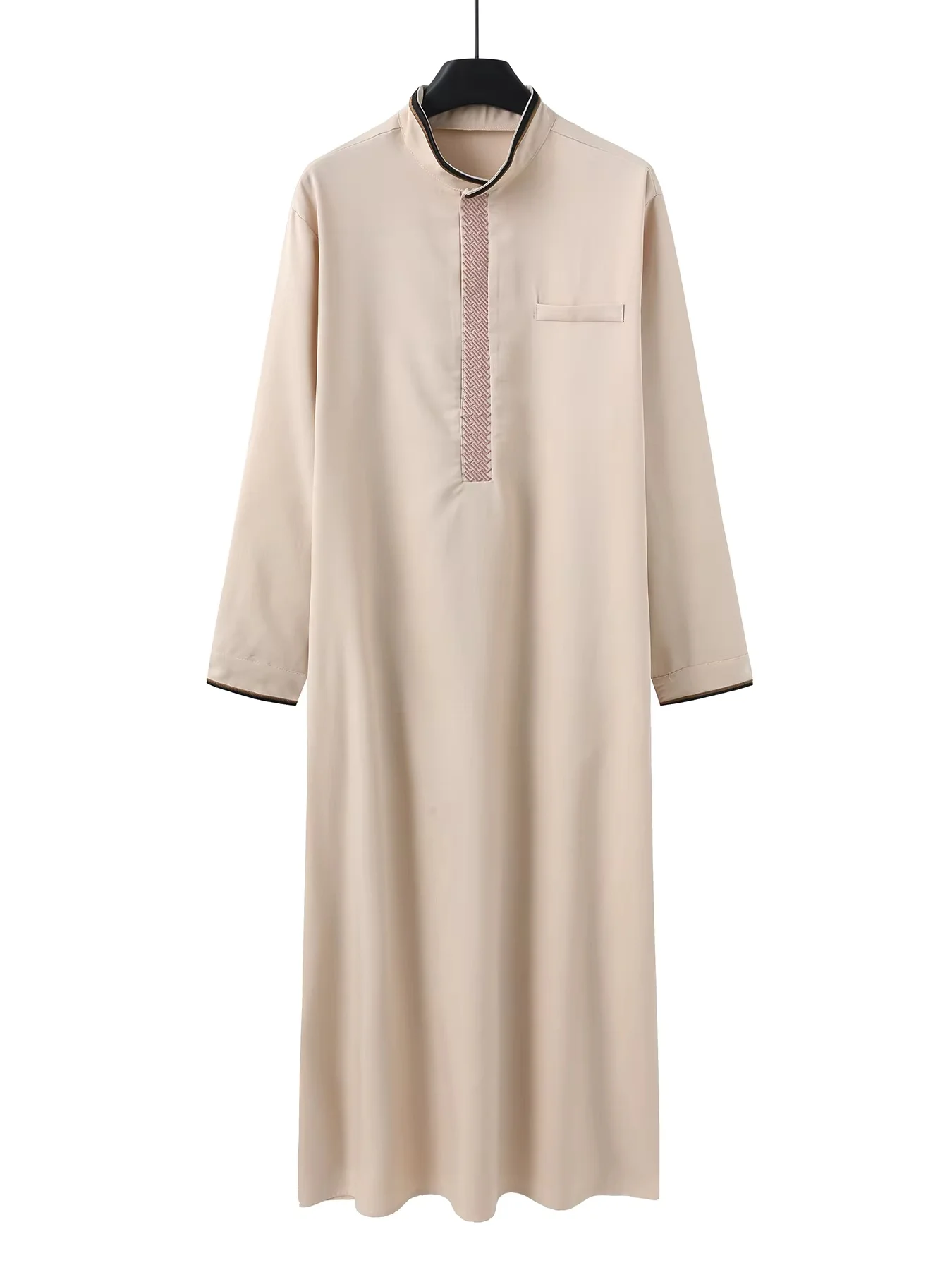 Traditional Middle Eastern Style, Muslim Men's Long Robe, Retro Dignified Embroidered Robe, Casual Eid Al Fitr Men's Long Robe
