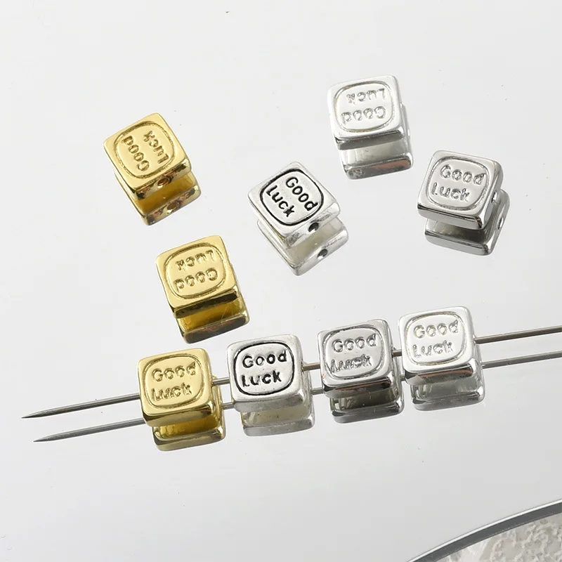 

Бусина-разделитель из 14-каратного золота с серебряным покрытием, квадратная, с прямым отверстием, для самостоятельного изготовления браслетов и ожерелий, аксессуары для рукоделия
