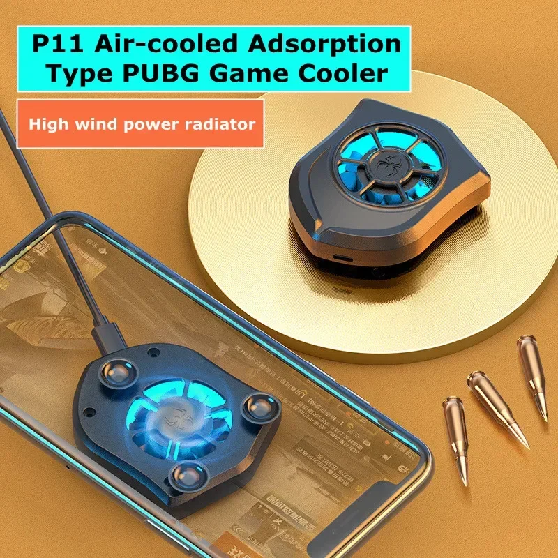 P11 Mobile Phone Plastic Air-cooled Cooling Fan Radiator with Suction Cup PUBG Game Cooler for IPhone IOS Android Cool Heat Sink