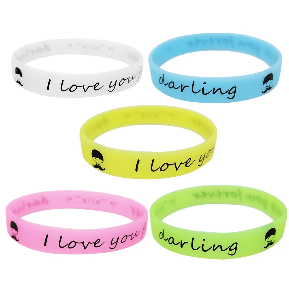 

20pcs Luminous Wristbands Silicone Colorful Bracelets Custom Bands Party Favors for Fittness Sports School Carnival (White + Yel