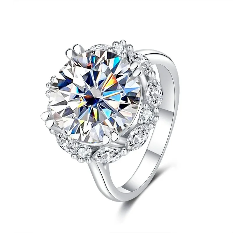 

ZFSILVER Серебро 925 пробы, модное изысканное свежее модное роскошное белое круглое кольцо с муассанитом 5 карат для подвесок, женские вечерние ювелирные изделия, подарки QCJ098