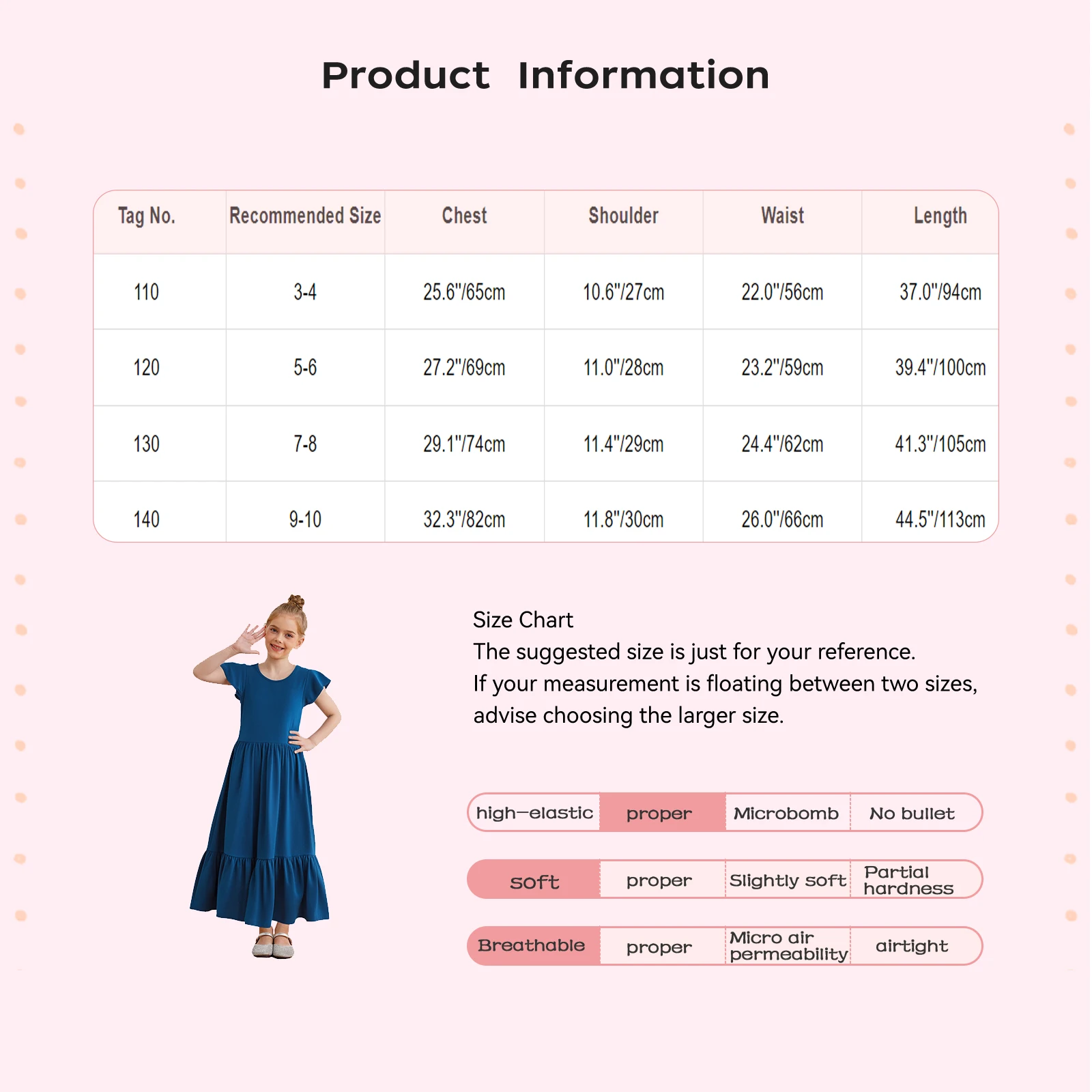 Kids Girls Casual Holiday Dresses Round Neck Short Sleeve Ruffled Maxi Dress with Pockets for Travel Weekend Vacation Beach