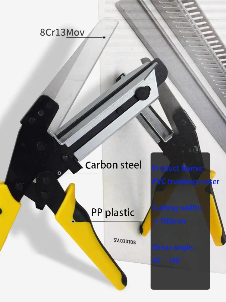 Imagem -02 - Pvc Wire Slot Ferramenta de Corte Braçadeira Plástica Trunking Shear Ângulo Ajustável Tesoura 45 90 Graus Comprimento do Produto 280 mm Vsj110xc