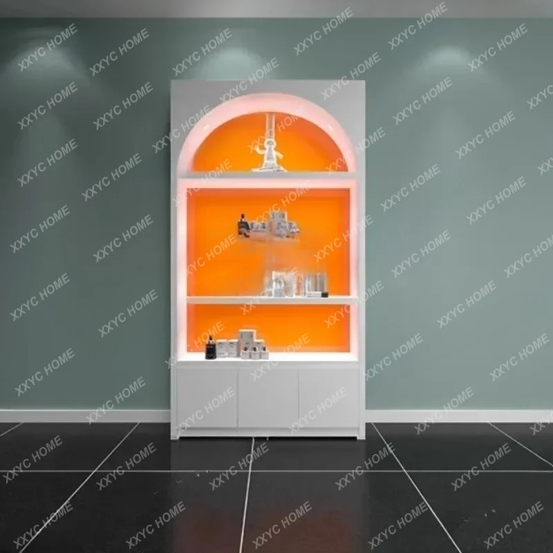 

Luxury Arc-shaped Beauty Salon Display Cabinet Modern Design Cosmetics Cabinet Live Broadcast Room Office Furniture