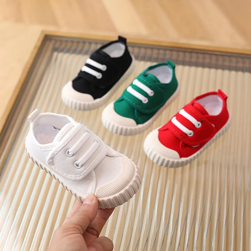 Children Canvas Shoes Boy Girl Casual Sneakers School Kids Solid Soft Comfort Baby Toddler Shoes Kindergarten 1 2 3 4 5 6 7 Year