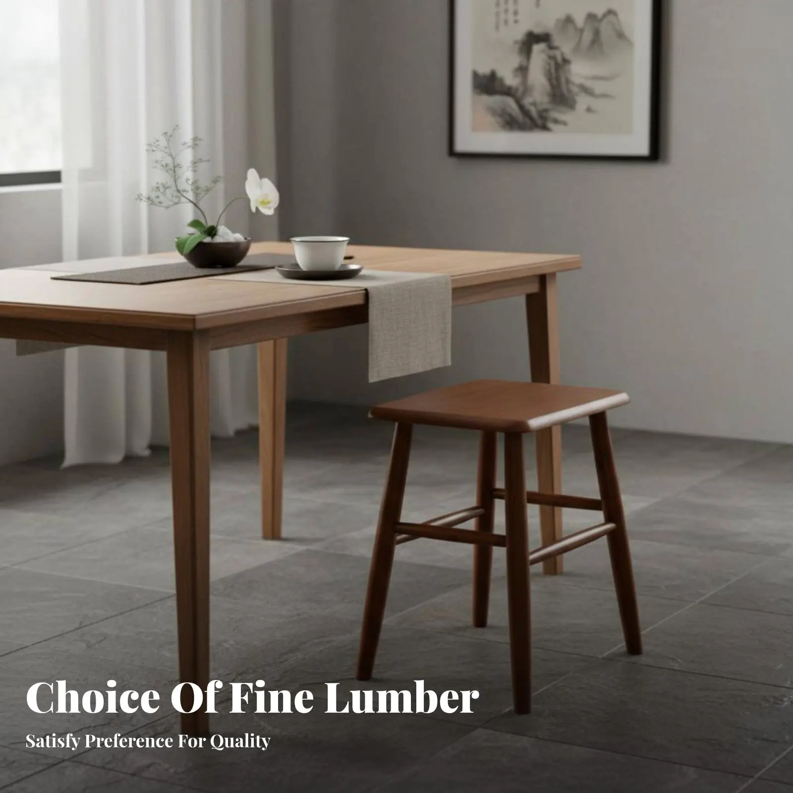 

Hardwood Wood Square Stool Natural Finish 4-Legged Wooden Stool Long-Lasting Space-Saving Size for Women, Kids, Bedroom