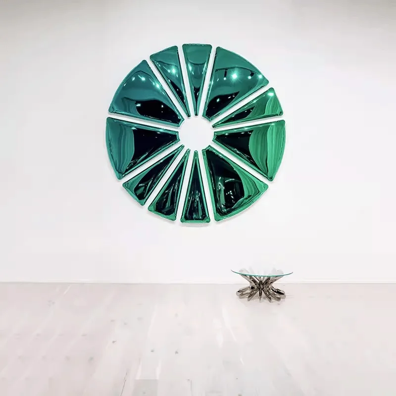 Nordic modern designer creative light luxury stainless steel pizza wall decoration corridor aisle round wall pendant