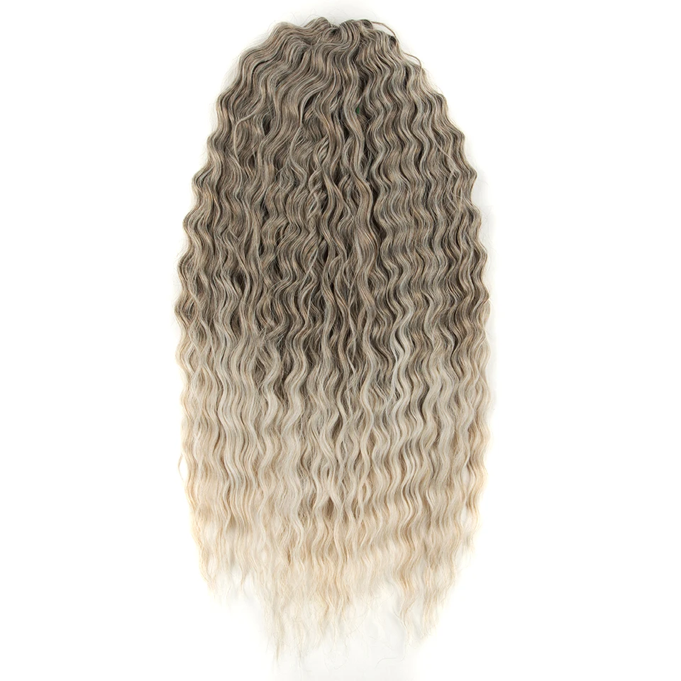 LOVE ME 24inch 300g/3pcs Ariel Water Wave Twist Crochet Hair Synthetic Braid Hair Extensions Ombre Brown Braiding Curl Hair 2
