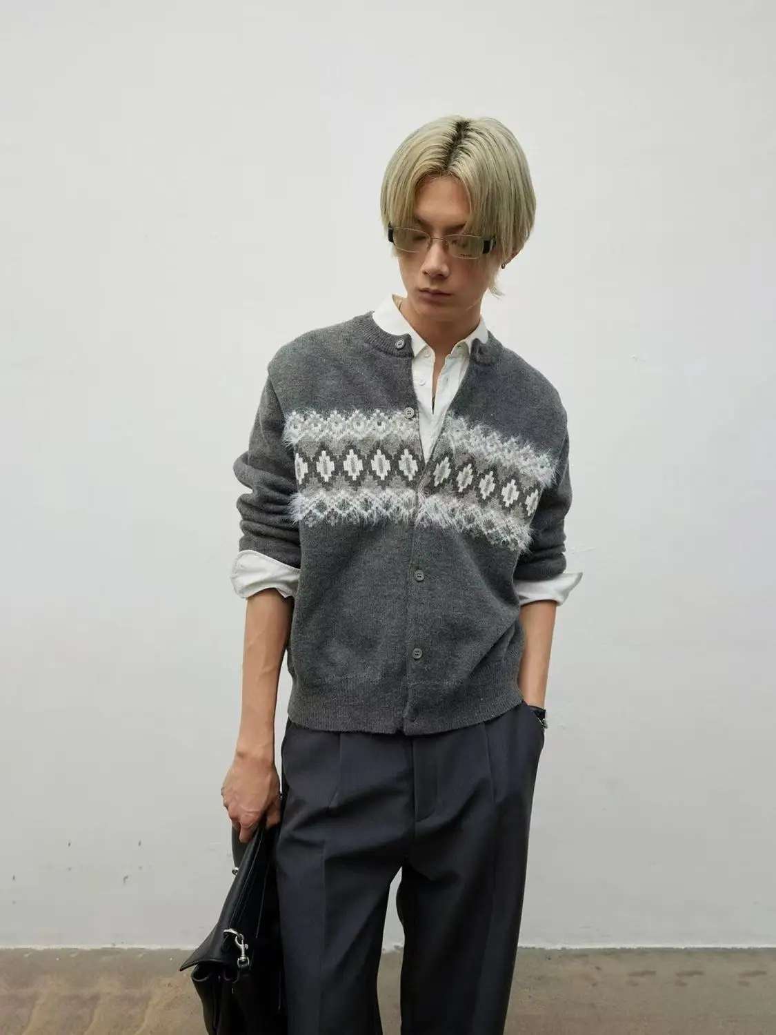 

Высококачественный вязаный кардиган Fair Isle унисекс для осени и зимы, универсальный, в стиле Lazy Sle Cleanfit, свитер-жакет