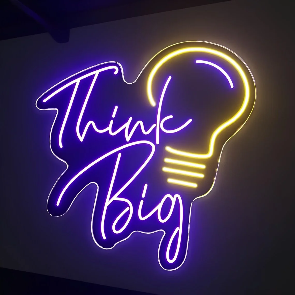 Think Big Neon Sign, Inspiring Quote Room Art Decor, Creative Neon for Home Office